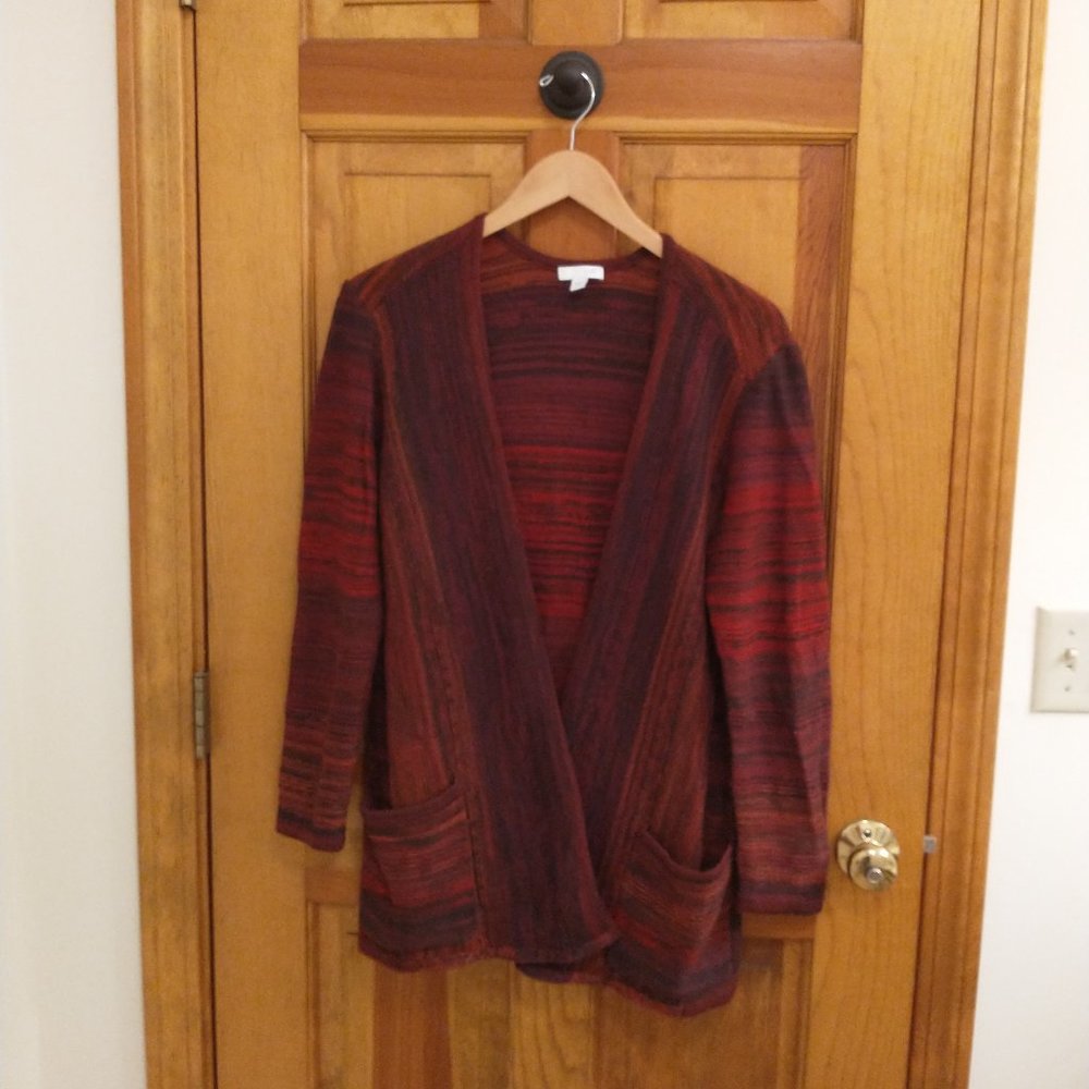 J. Jill Space-Dyed Open-Front Long Cardigan, size S